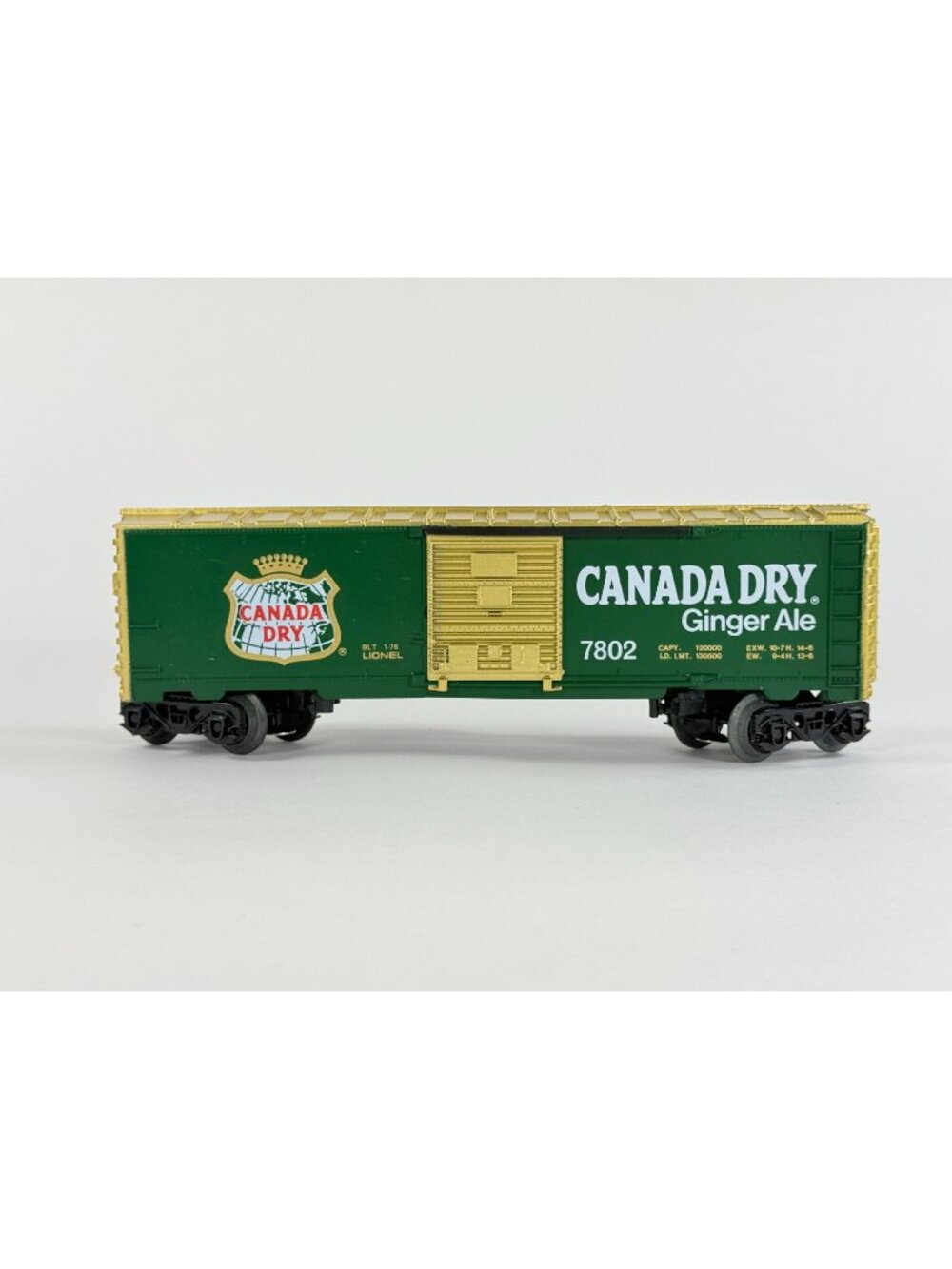 Vintage Lionel 6-7802 Canada Dry Boxcar O Gauge Green Gold Advertising w/Box - Picture 1 of 9